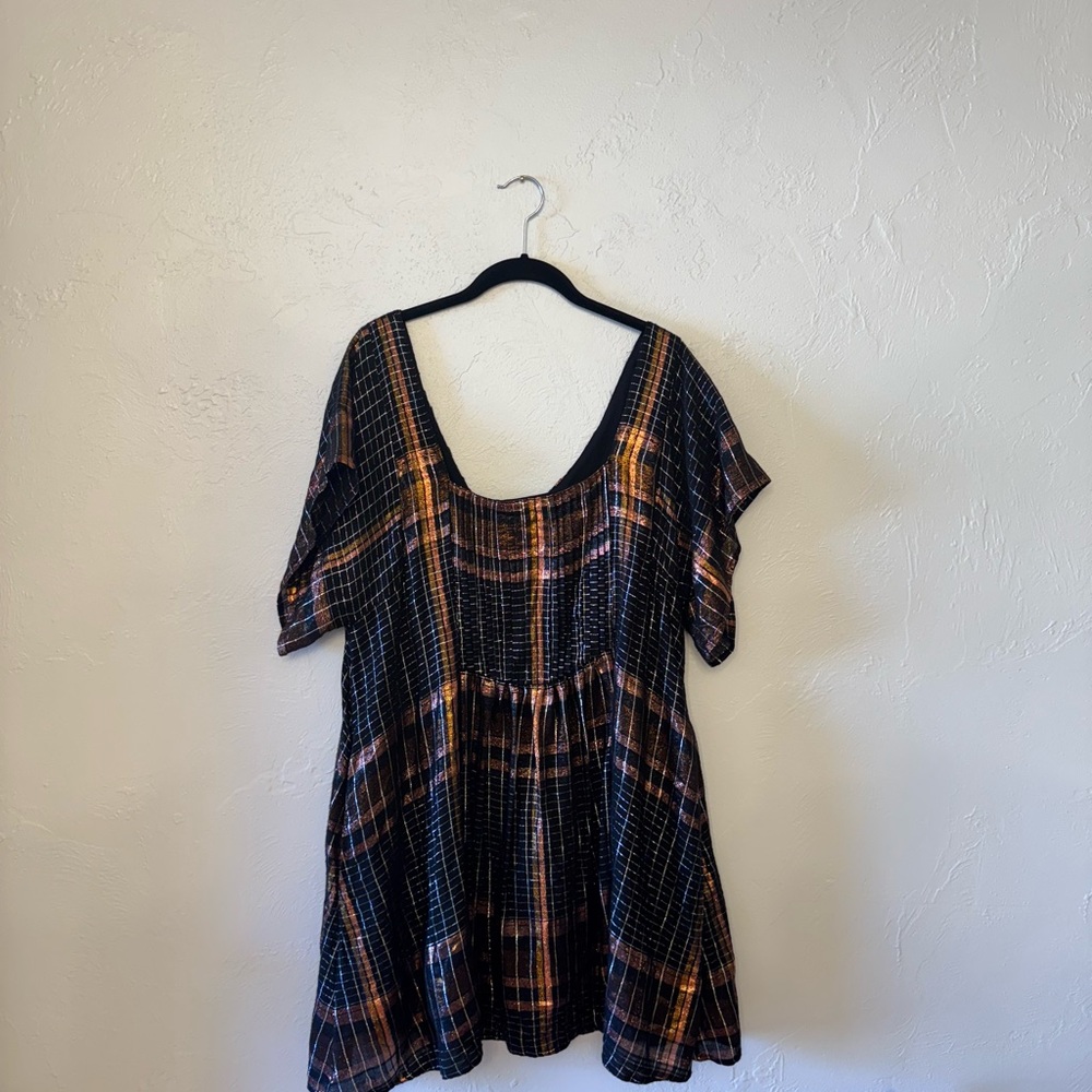 Free People flowy metallic babydoll dress